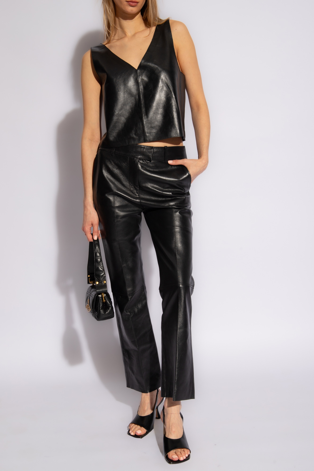 Black 'Zia' leather trousers STAND STUDIO - Sexy Cargo Fit